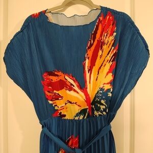 SHEIN Blue Maxi Dress with Vibrant Butterfly Print